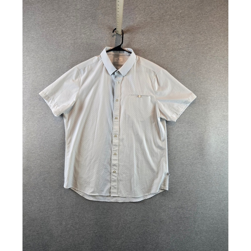 7Diamonds Pryor Shirt Mens Large Grey Geometric 4-Way Stretch Short‎ Sleeve Golf